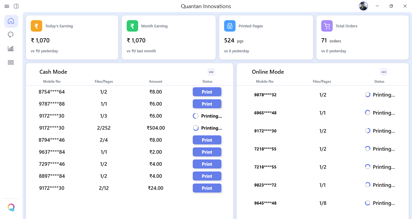 Quantan Software Interface